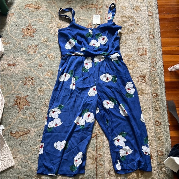 Floral Blue Jumpsuit - Picture 1 of 3